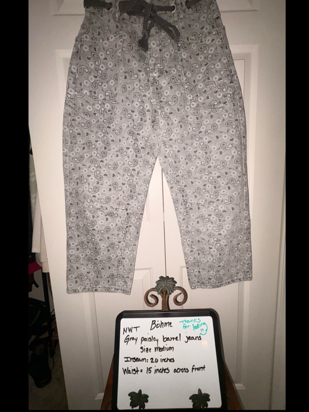 Böhme Grey Paisley Wide Leg Trousers